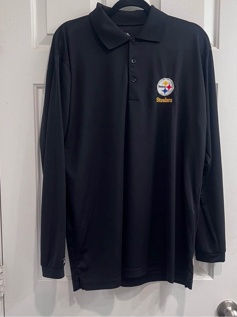 Pittsburgh Steelers Long-Sleeve Polo Black NFL Team Apparel Men’s L Football